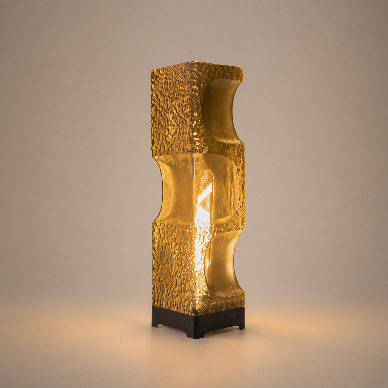 Gold textured floor lamp on a gradient background